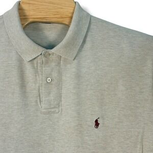 Vintage Polo Ralph Lauren Polo Shirt Mens XL Heather Tan Maroon Pony Preppy Golf